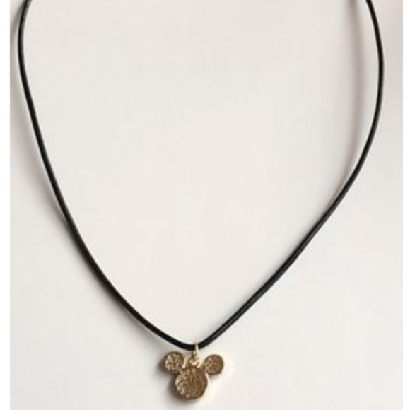 Gold Mickey Mouse Necklace Leather Ears 19" Disney - Picture 6 of 8